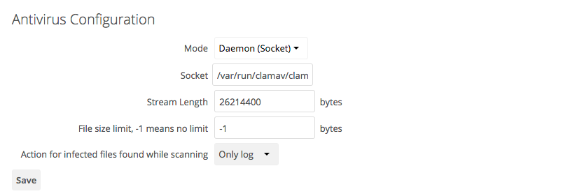 Antivirus socket configuration