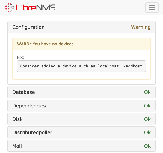 LibreNMS validation page